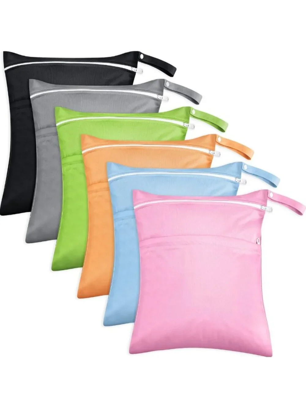 6 Pack Waterproof Reusable Wet Dry Bags for Cloth Diapers & Storage Solutions